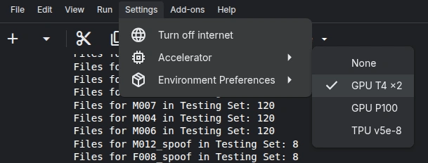 Kaggle Notebook の Accelerator 設定画面